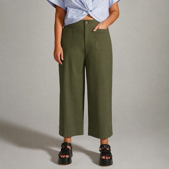 Anthropologie Pants - MAEVE x ANTHROPOLOGIE The Colette Plus Size Cropped Wide Leg Pants in Olive